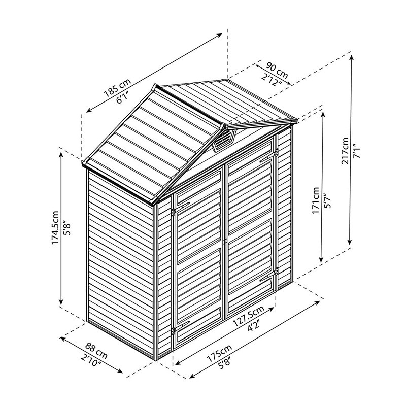 Canopia - Abri de Jardin - Skylight - 90x185cm - Gris Déco