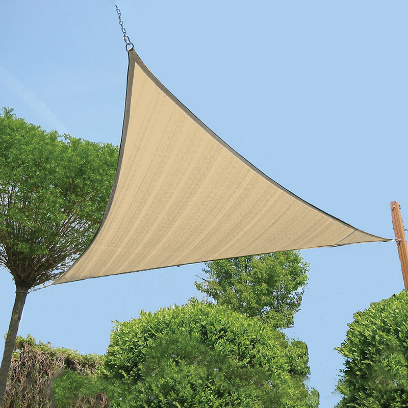 Tuindeco - Vela d'ombra triangolare - Beige sabbia - 420x420cm