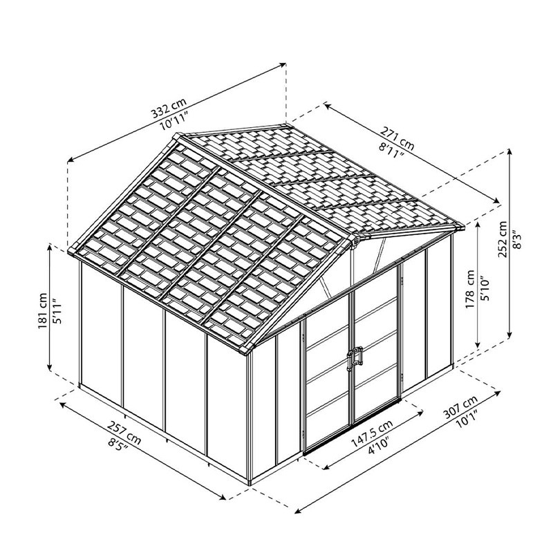 Canopia - Abri de jardin avec plancher - Yukon - 271x332 cm - Gris foncé