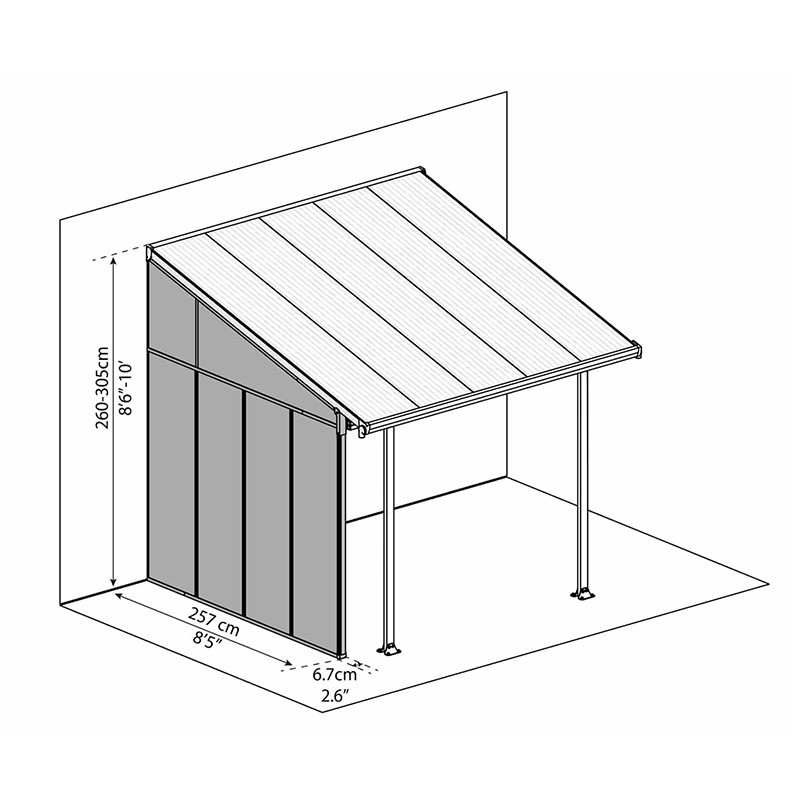 Canopia - Mur latéral 3m pour Patio - Gris