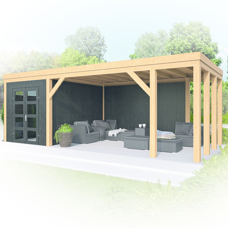 Tuindeco - SEJOUR EXTERIEUR DIY A TOIT PLAT VRIEZENVEEN. PAROIS NOIRES