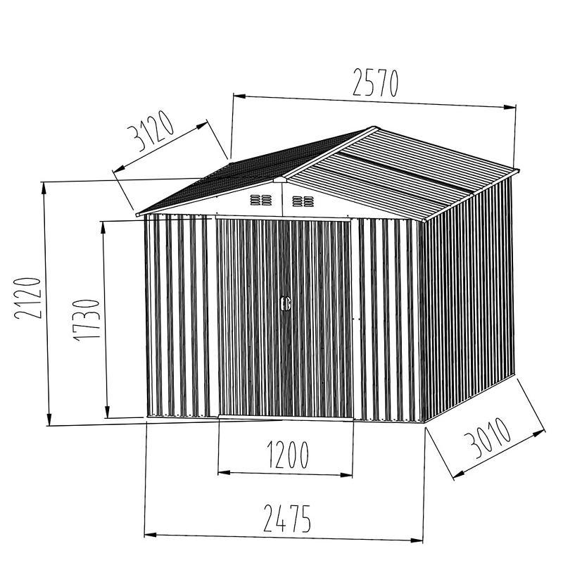 Tuindeco - CABANON DE JARDIN METALLIQUE TYPE ARGENT