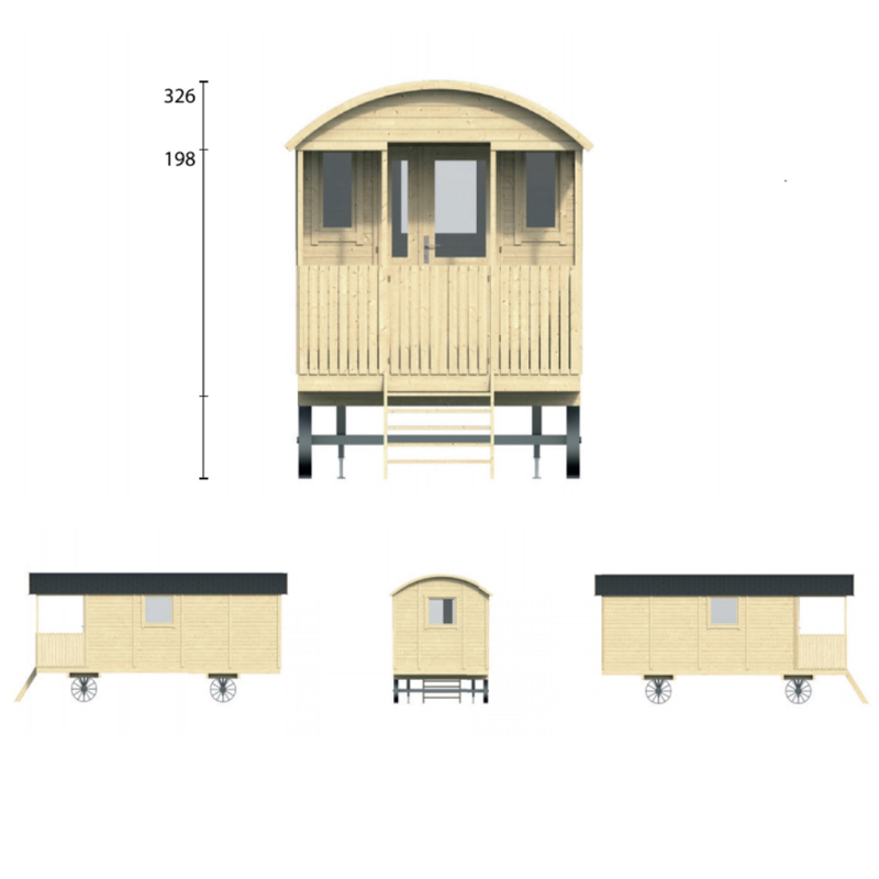 Tuindeco - Caravana de madera maciza - 240x600cm