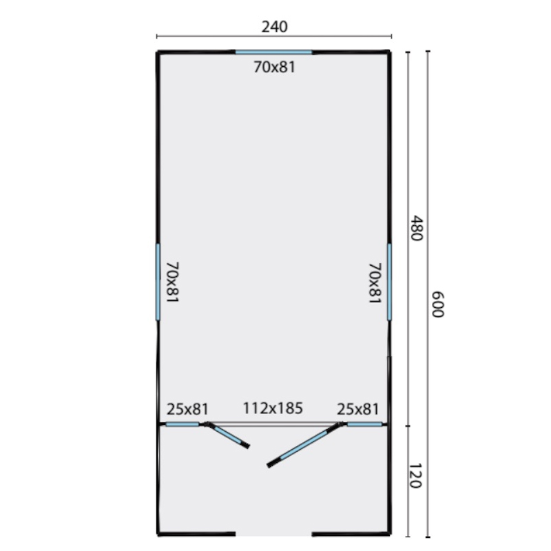 Tuindeco - Caravana de madera maciza - 240x600cm