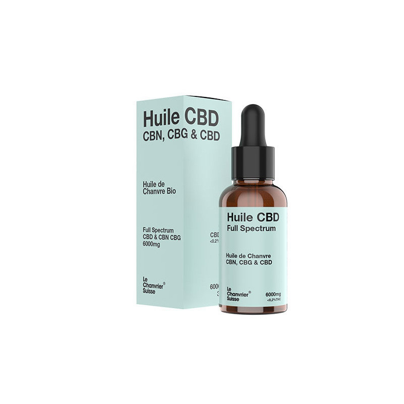  Le Chanvrier Suisse - Óleo CBD 6000mg - CBG - CBN - 30ml