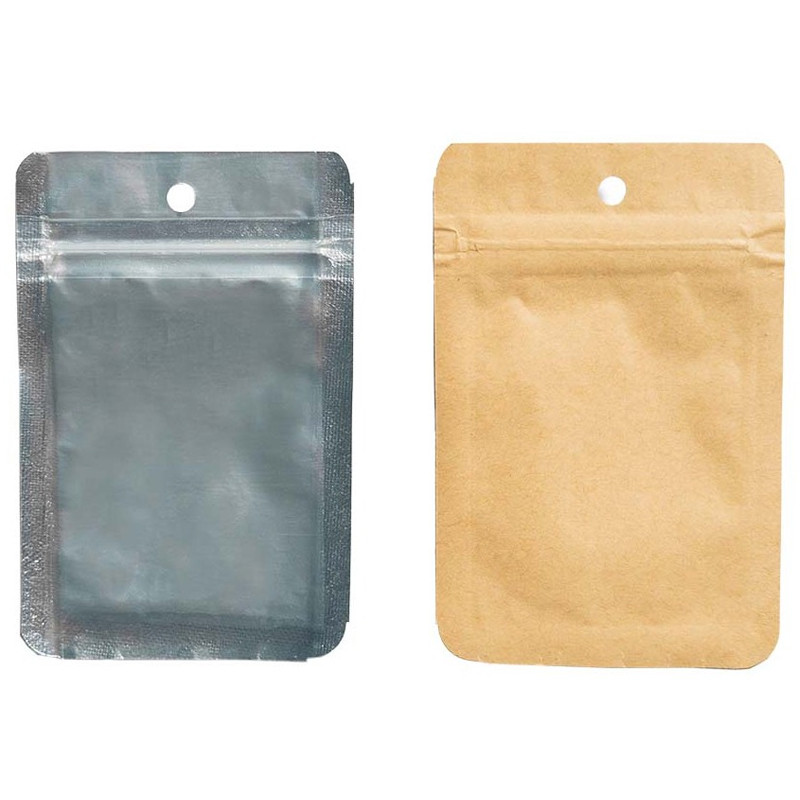 Qnubu - 50 Kraft zipped bags 7,5x11cm - 1g - Anti-odour