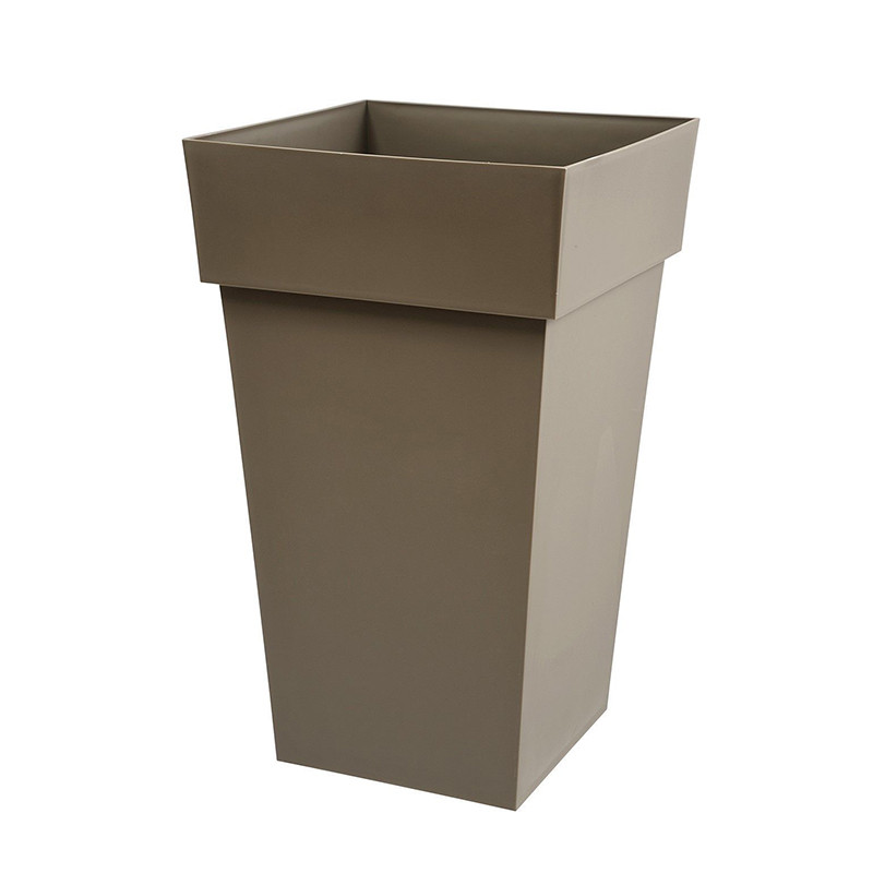 EDA - High square pot Toscane - Taupe - 62L - 39x39x65cm