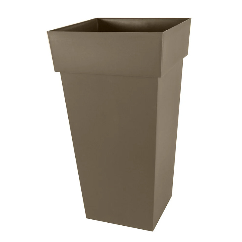 Vase haut carré Toscane XXL - Taupe - 98L - 43.3x43.3x80cm