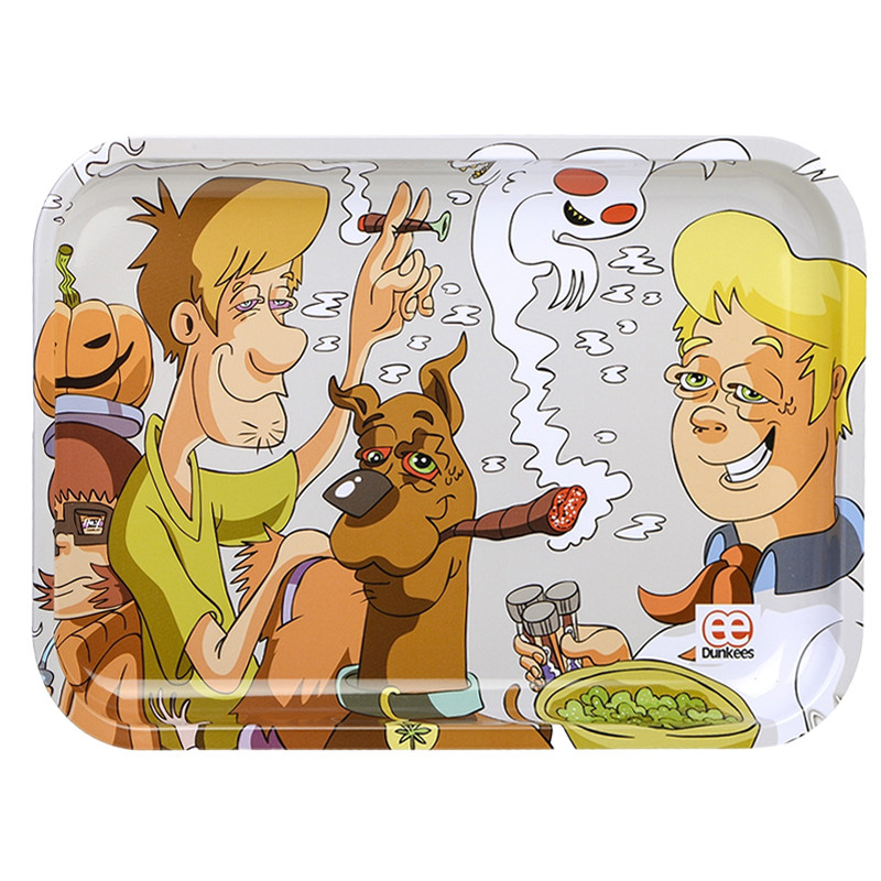 Gedecoreerd metalen dienblad - Vind Daphne - Dunkees - 30x20x2cm