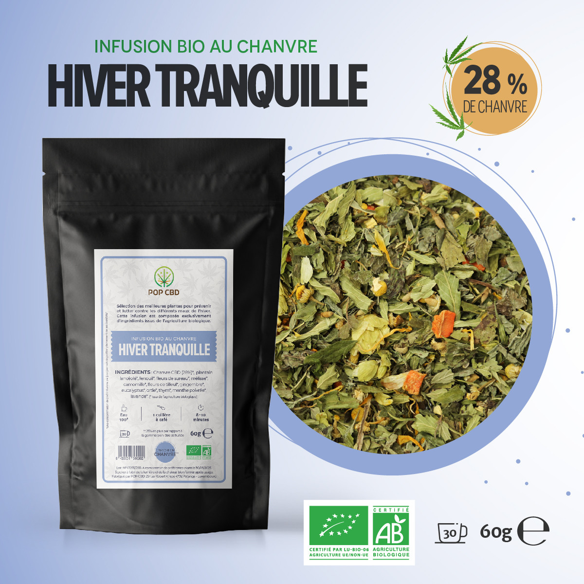 Pop CBD - CBD kruidenthee creatie - Winter Tranquility Bio - 60g