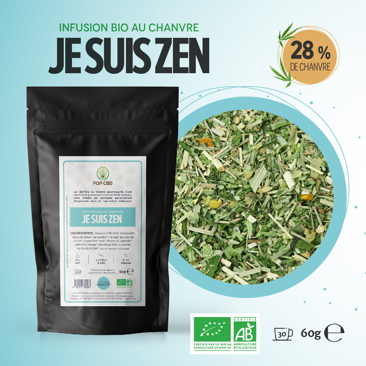 Pop CBD - CBD herbal tea creation - I'm Zen BIO - 60g
