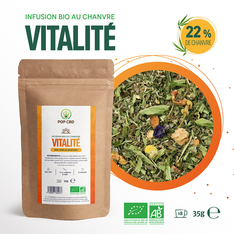 Pop CBD - Kräutertee Wohlbefinden CBD - Vitalität BIO - 35g