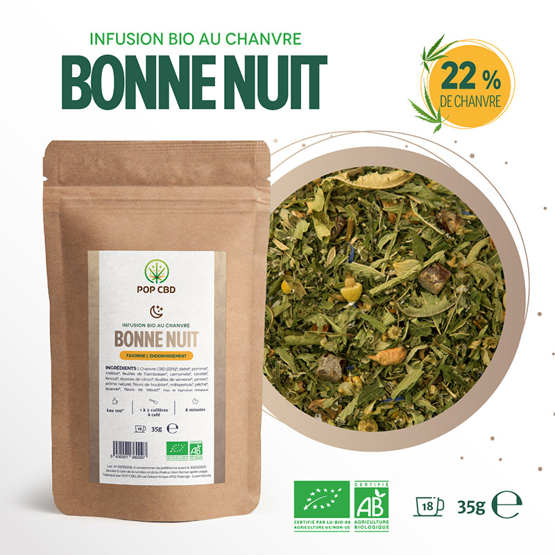 Pop CBD - Kräutertee Wohlbefinden CBD - Gute Nacht BIO - 35g