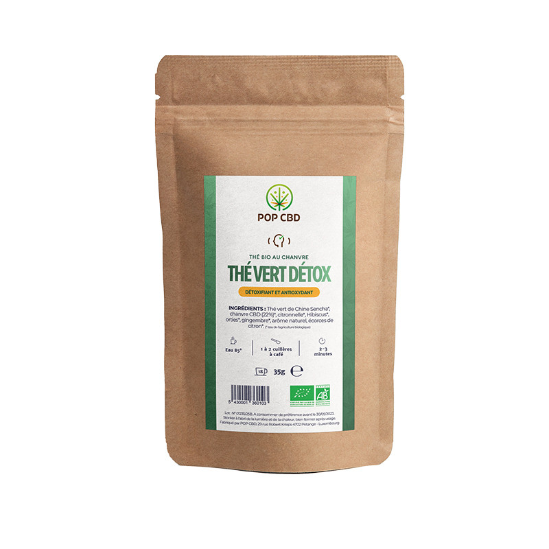 Pop CBD - Kräutertee Wohlbefinden CBD - Grüner Tee Detox BIO - 35g