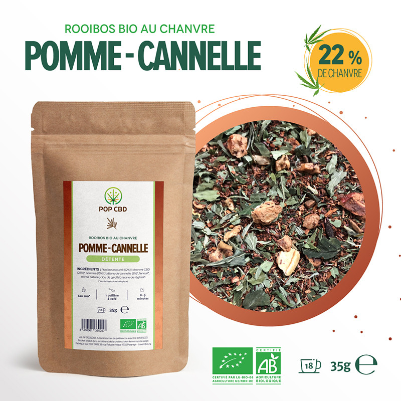 Pop CBD - Kräutertee Entspannung CBD Rooibos - Apfel-Zimt-Geschmack - 35g