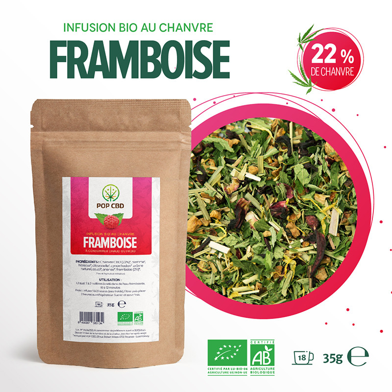 Pop CBD - Fruity CBD Tea - Organic Ice Raspberry Flavor - 35g