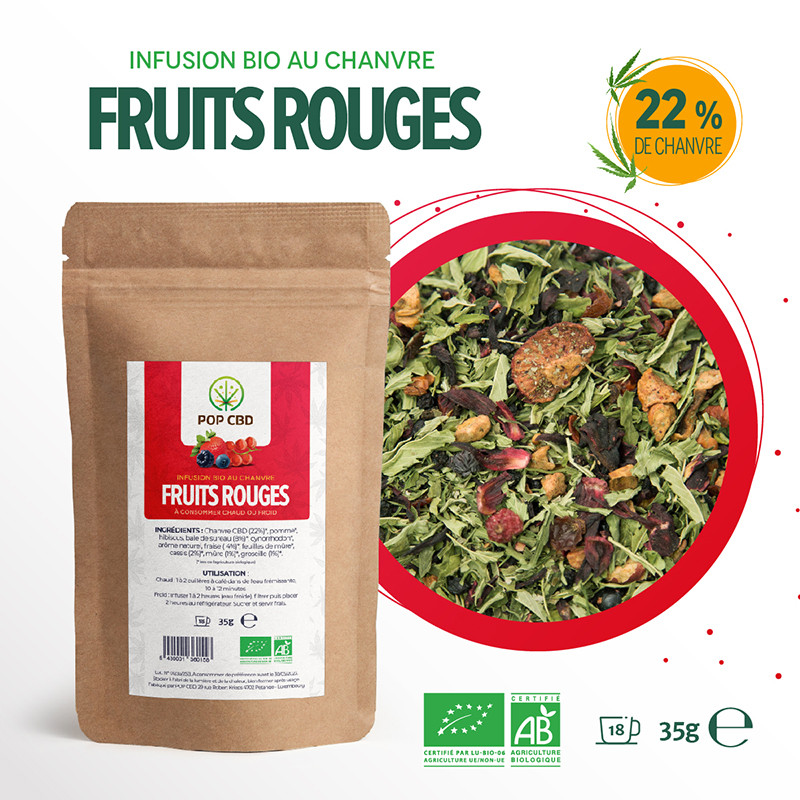 Pop CBD - CBD Früchtetee - Rote Früchte Geschmack BIO - 35g