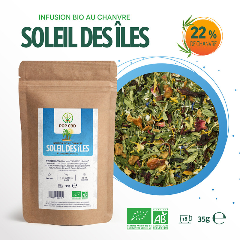 Pop CBD - Fruitige CBD Thee - Biologische Eiland Zonneschijn Smaak - 35g