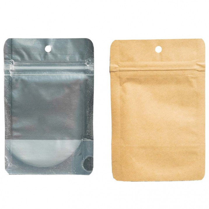 Qnubu - 50 sachets zippés Kraft 12.5x19.5cm - 14g - Anti-odeur