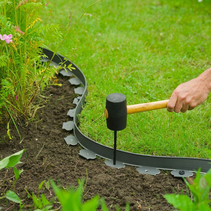 Nature - Bordure à gazon - PVC Recyclé - Epaisseur 4 mm - 5cmx10m - Gris
