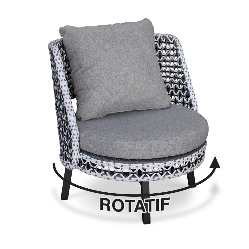 AGADIR 4 SEATER LOW GARDEN FURNITURE IN BRAIDED RESIN - GREY