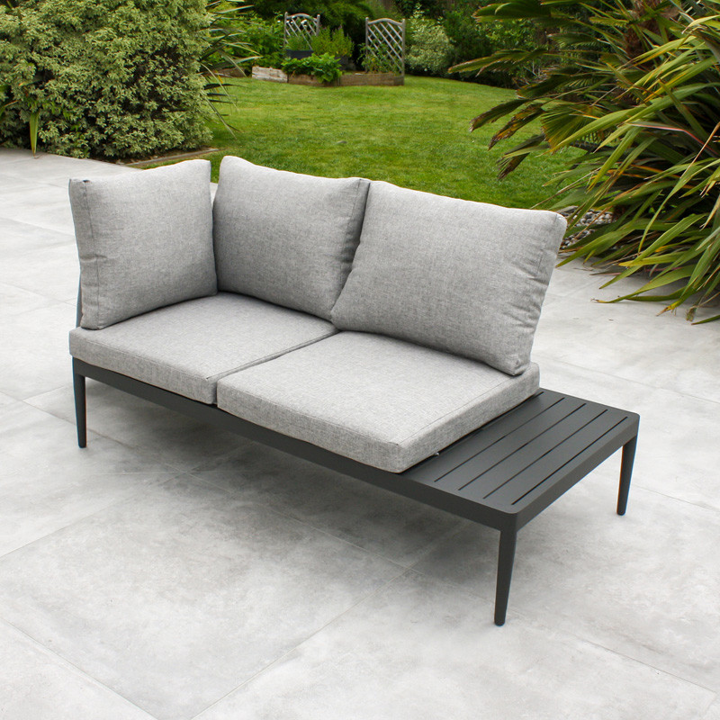 DCB - 4 places - Salon d'angle de jardin Ankara - Aluminium - Noir