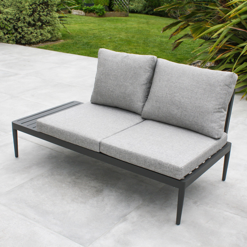 DCB - 4 places - Salon d'angle de jardin Ankara - Aluminium - Noir