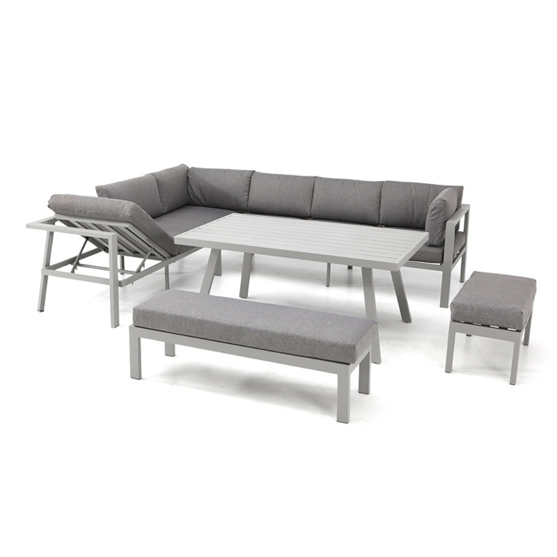 DCB - 9 places - Ensemble repas de jardin Antalya - Aluminium - Gris
