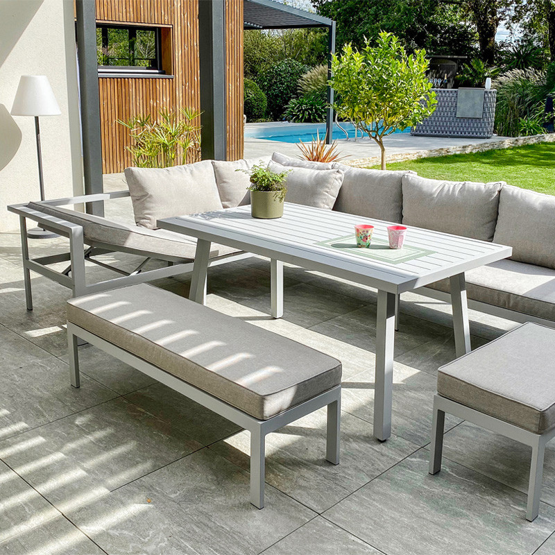 DCB - 9 places - Ensemble repas de jardin Antalya - Aluminium - Gris Anthracite