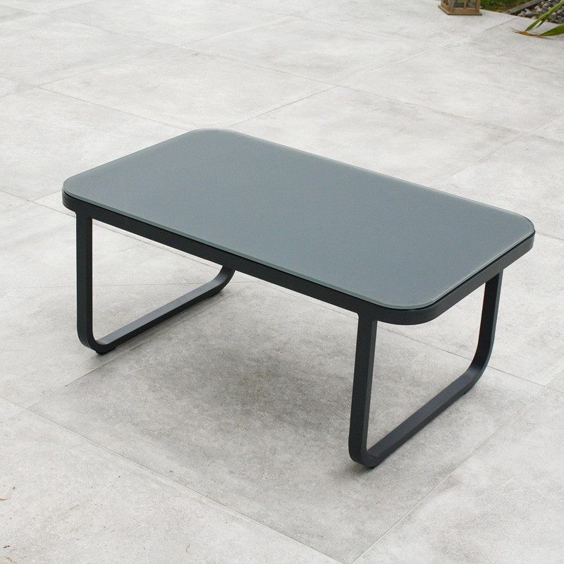DCB - 5 plazas - Mueble bajo de jardín Antibes - Aluminio y cinta de tejido - Gris