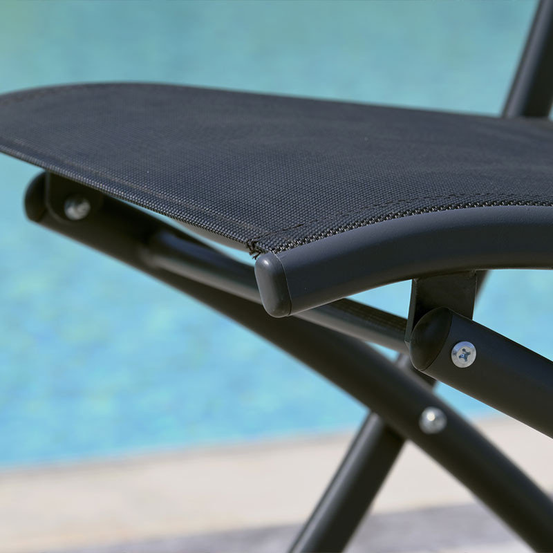 GARDEN FOLDING CHAIR C43 IN ANTH GREY ALUMINUM AND TEXTILENE - BLACK