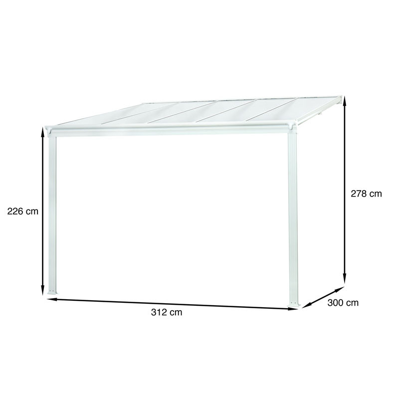 DCB - Pergola Cielo - 3x3m - Polycarbonate et Aluminium - Blanc