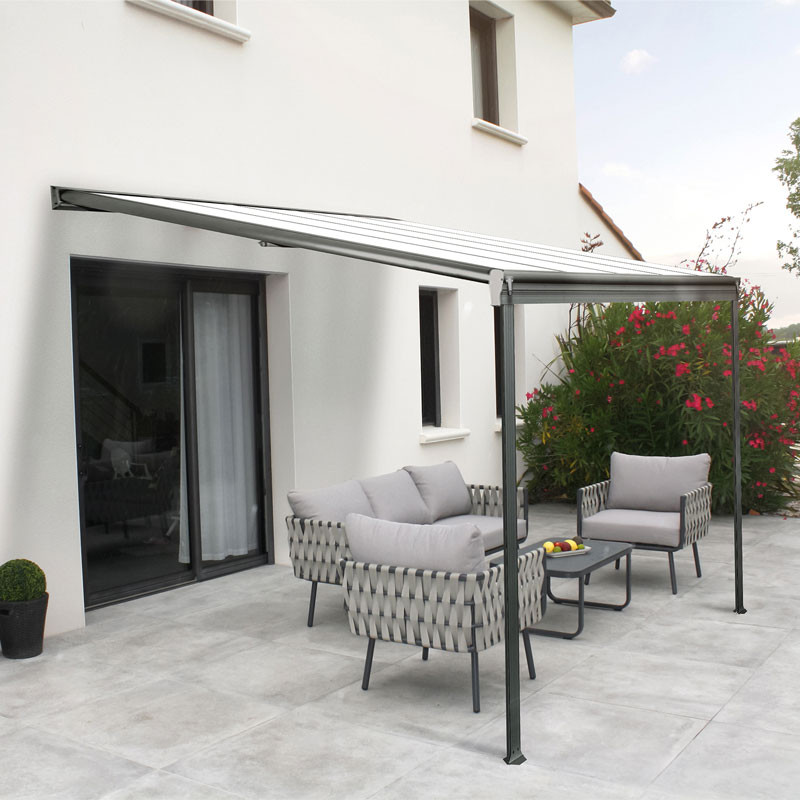 DCB - Pergola Cielo - 3x3m - Polycarbonate et Aluminium - Gris anthracite
