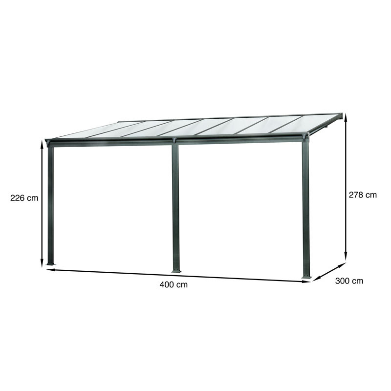 DCB - Pergola Cielo - 4x3m - Polycarbonate et Aluminium - Gris anthracite