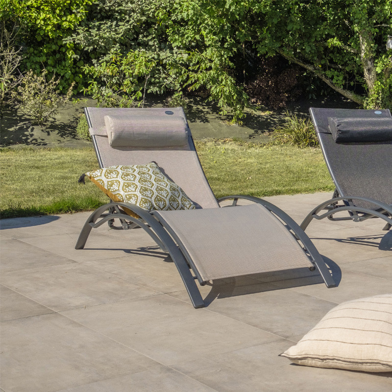DCB - Bain de soleil Multi-positions - CL76 - Textilene et Alu Gris anthracite