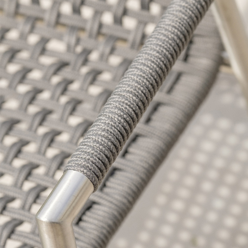 DCB - Silla de jardín apilable Concarneau - Acero inoxidable y cuerda - Gris