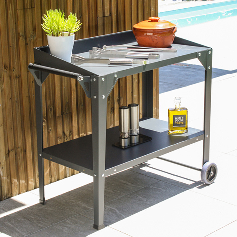 DCB - Desserte de jardin à roulettes Cucinato - acier galvanisé - Gris anthracite