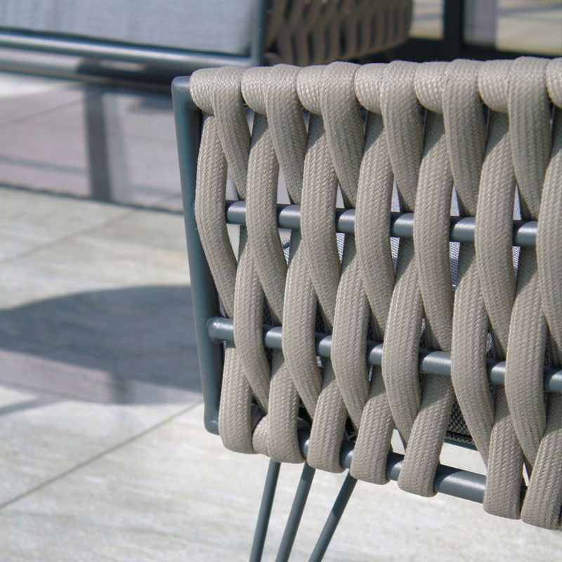 DCB - 4 places - Salon as de jardin Capri - En corde tissée - Taupe et Gris anthracite