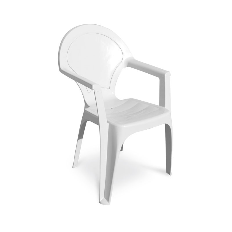 DCB - Fauteuil de jardin empilable Dama - Polypropylène Renforcé - Blanc
