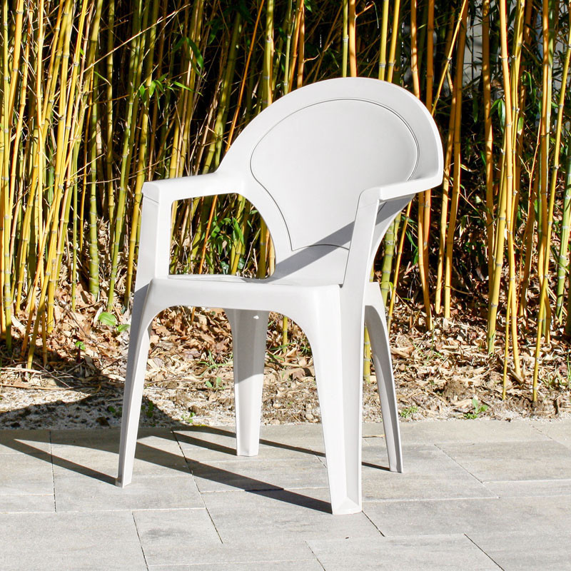 DCB - Fauteuil de jardin empilable Dama - Polypropylène Renforcé - Blanc