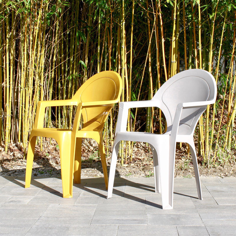 DCB - Fauteuil de jardin empilable Dama - Polypropylène Renforcé - Blanc