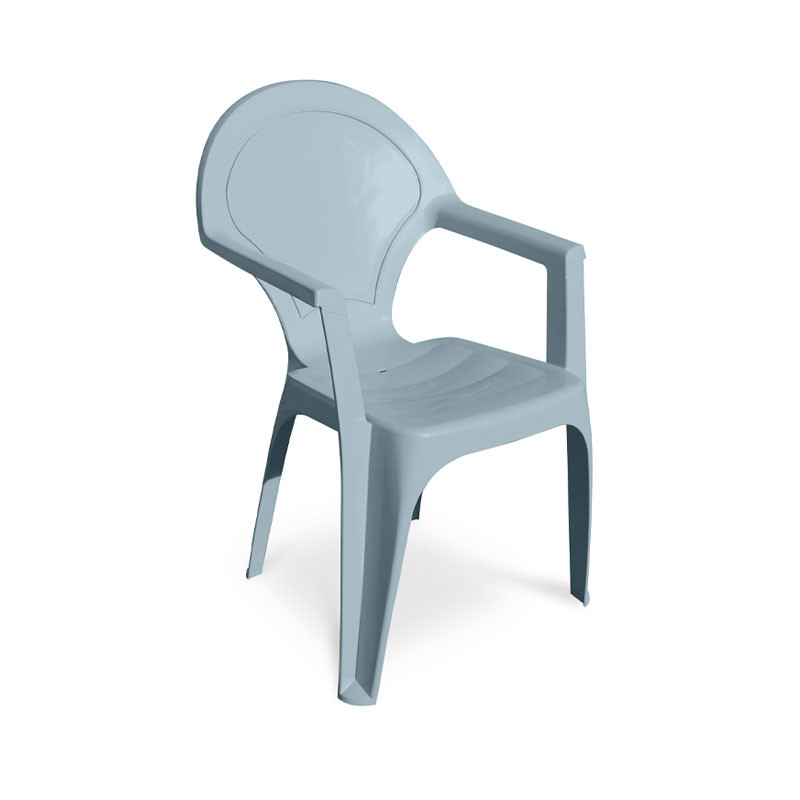DCB - Fauteuil de jardin empilable Dama - Polypropylène Renforcé - Bleu gris
