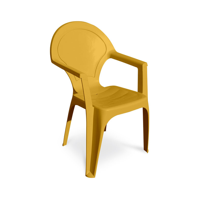 DCB - Fauteuil de jardin empilable Dama - Polypropylène Renforcé - Moutarde