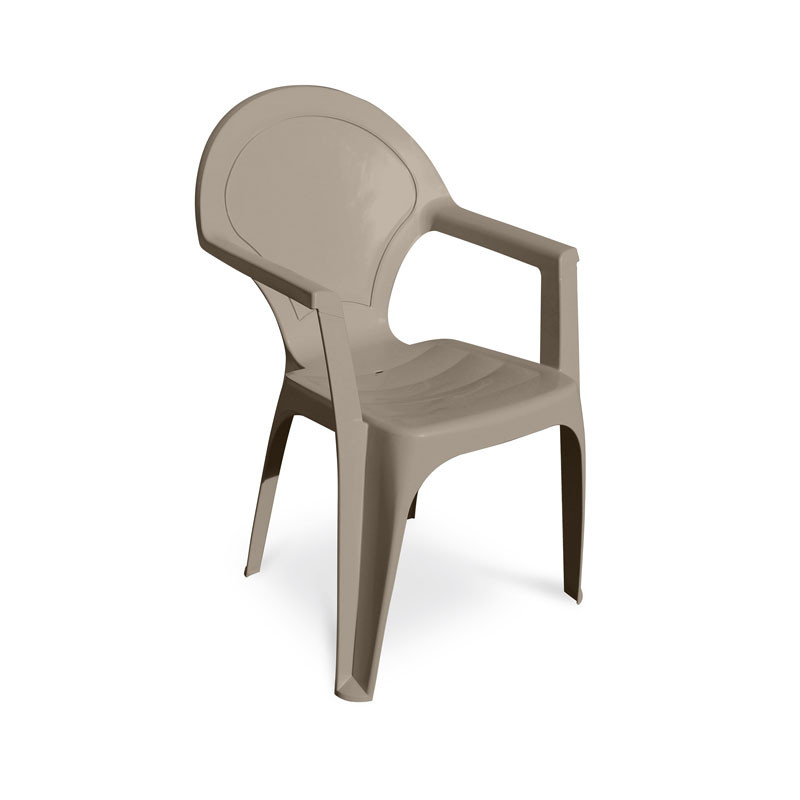 DCB - Fauteuil de jardin empilable Dama - Polypropylène Renforcé - Taupe