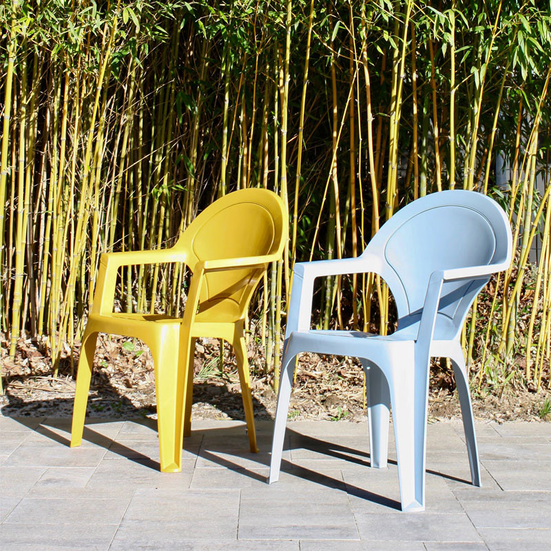 DCB - Fauteuil de jardin empilable Dama - Polypropylène Renforcé - Moutarde