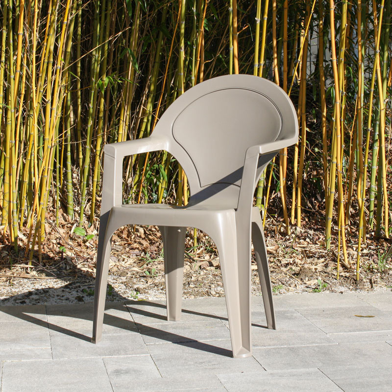 DCB - Fauteuil de jardin empilable Dama - Polypropylène Renforcé - Taupe