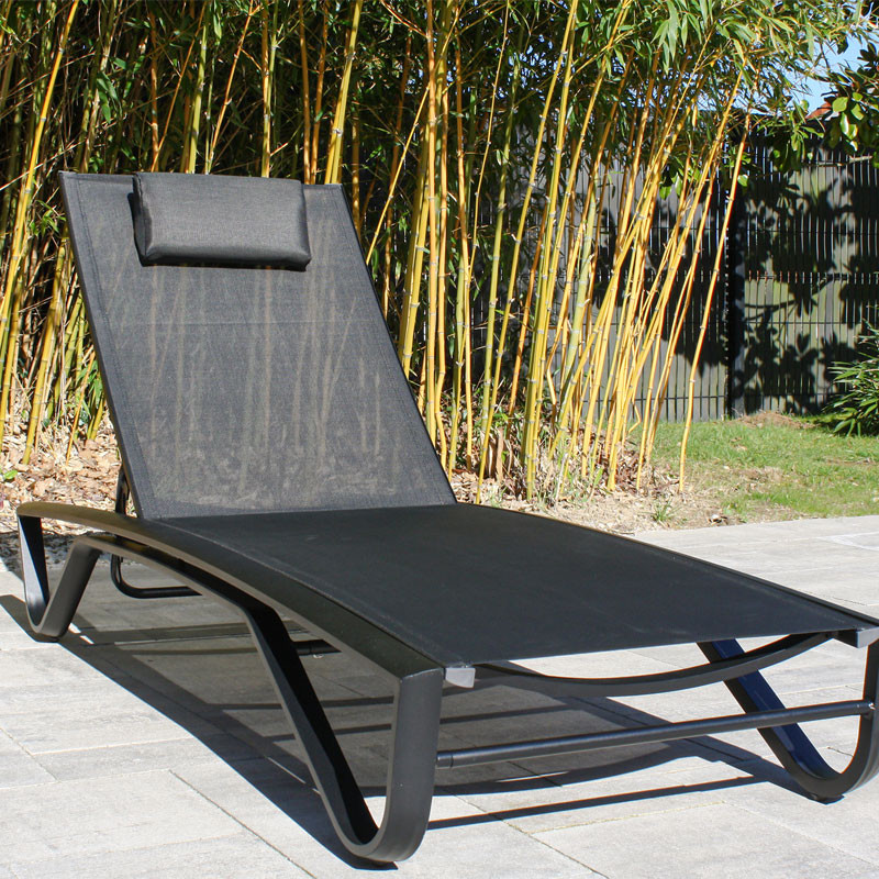 FIGARI MULTI-POSITIONAL ALUMINUM AND TEXTILENE SUN LOUNGER - BLACK