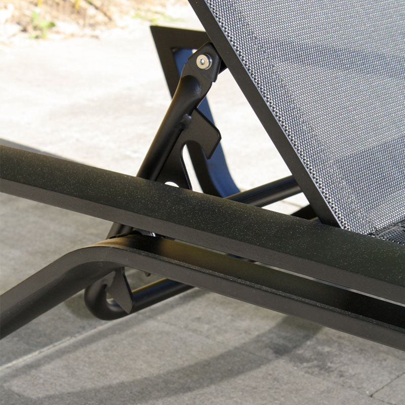 FIGARI MULTI-POSITIONAL ALUMINUM AND TEXTILENE SUN LOUNGER - BLACK