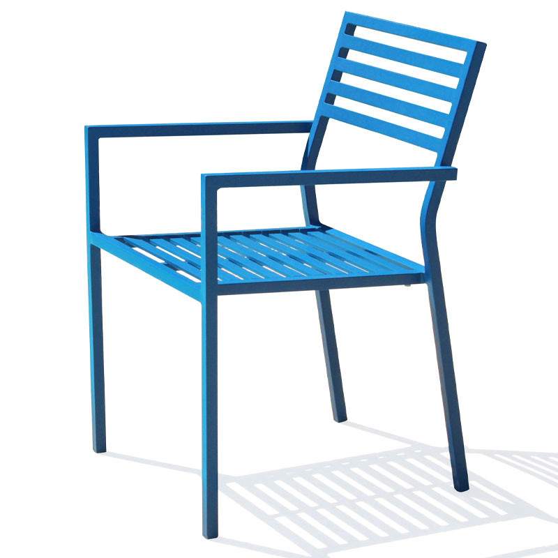 DCB - Fauteuil de jardin empilable Gaston - Aluminium - Bleu