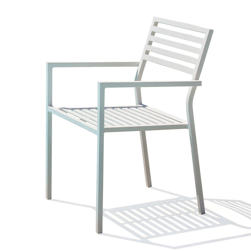DCB - Sillón de jardín apilable Gaston - Aluminio - Gris marino